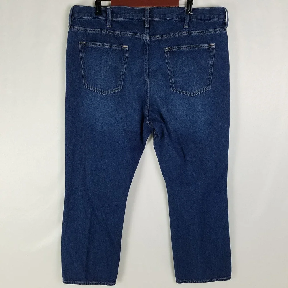 Old‎ Navy Mens 42x30 Straight Dark Wash Blue Denim Jeans Cotton Casual